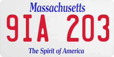 MA license plate 9IA203