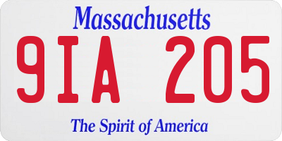 MA license plate 9IA205