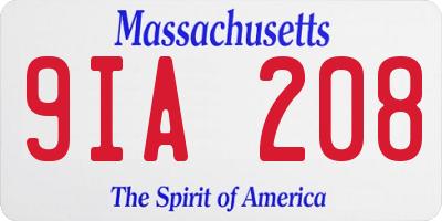MA license plate 9IA208
