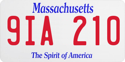 MA license plate 9IA210