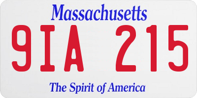 MA license plate 9IA215