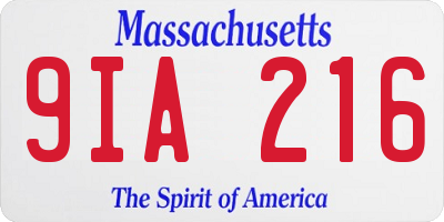 MA license plate 9IA216