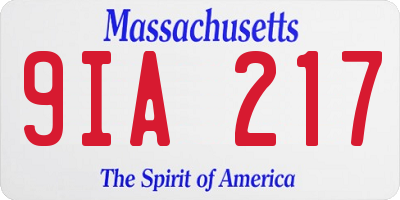 MA license plate 9IA217