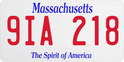 MA license plate 9IA218