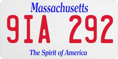 MA license plate 9IA292