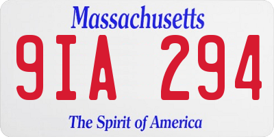 MA license plate 9IA294