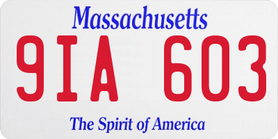 MA license plate 9IA603