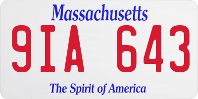 MA license plate 9IA643