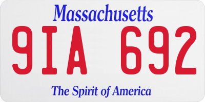 MA license plate 9IA692