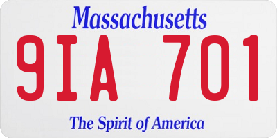 MA license plate 9IA701