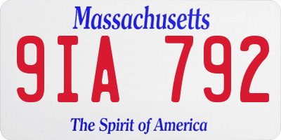 MA license plate 9IA792