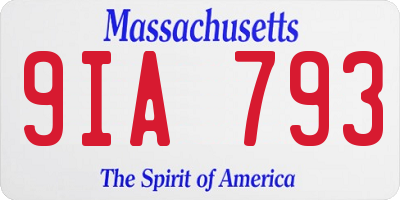 MA license plate 9IA793