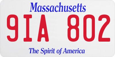 MA license plate 9IA802