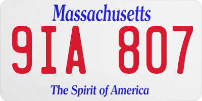 MA license plate 9IA807