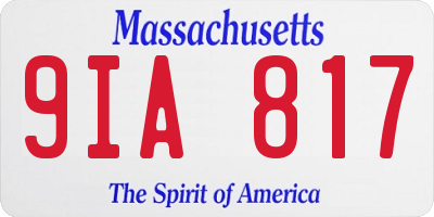 MA license plate 9IA817