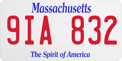 MA license plate 9IA832