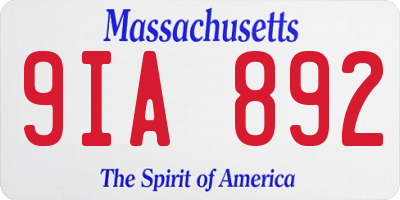 MA license plate 9IA892