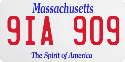 MA license plate 9IA909