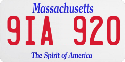 MA license plate 9IA920