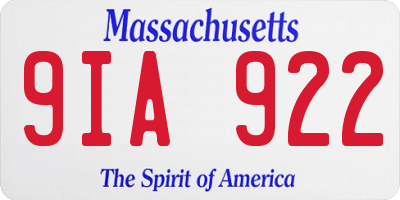 MA license plate 9IA922