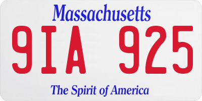 MA license plate 9IA925