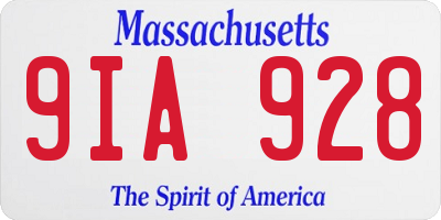 MA license plate 9IA928