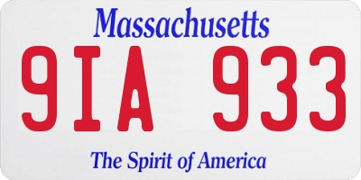 MA license plate 9IA933