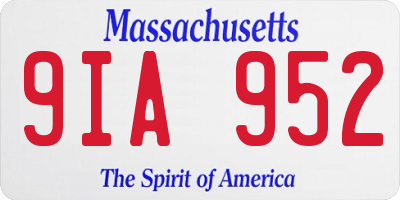 MA license plate 9IA952