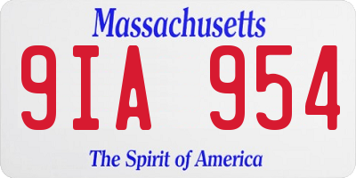 MA license plate 9IA954