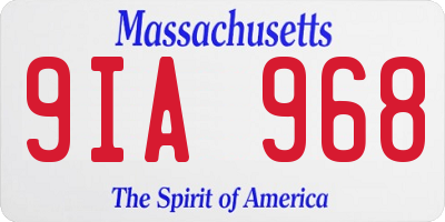 MA license plate 9IA968