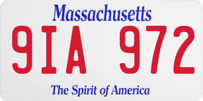 MA license plate 9IA972