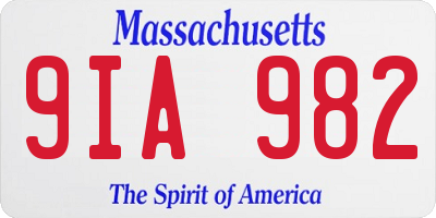 MA license plate 9IA982