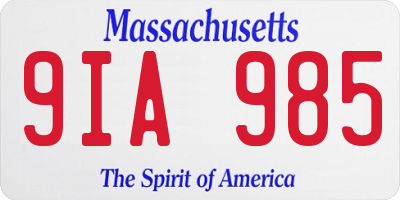 MA license plate 9IA985