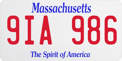 MA license plate 9IA986