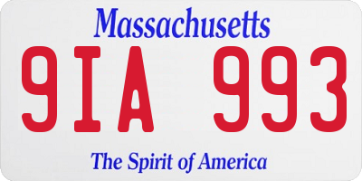 MA license plate 9IA993