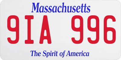 MA license plate 9IA996