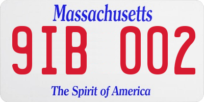 MA license plate 9IB002