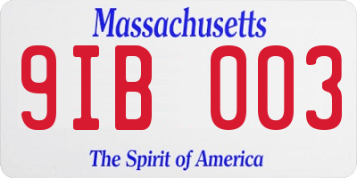 MA license plate 9IB003