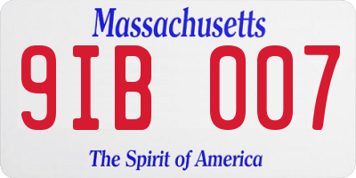 MA license plate 9IB007