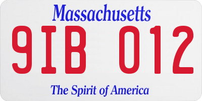 MA license plate 9IB012