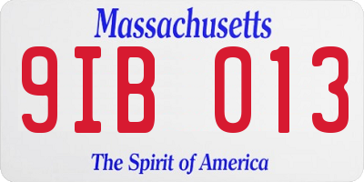 MA license plate 9IB013