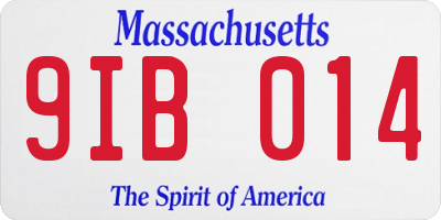 MA license plate 9IB014