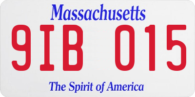 MA license plate 9IB015
