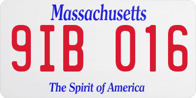 MA license plate 9IB016