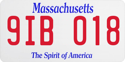 MA license plate 9IB018