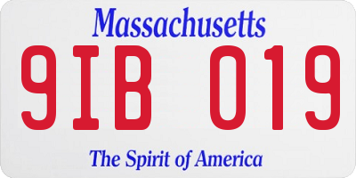 MA license plate 9IB019