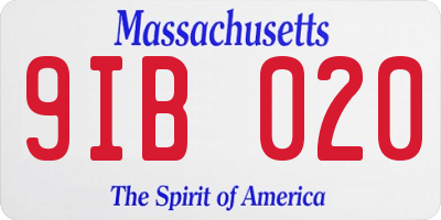MA license plate 9IB020