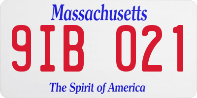 MA license plate 9IB021
