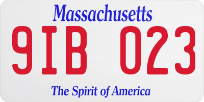 MA license plate 9IB023