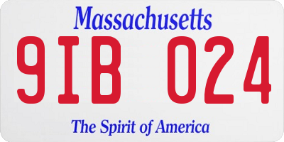 MA license plate 9IB024